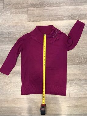 Style & Co. Magenta Cowl Neck Sweater with Buckle Accents